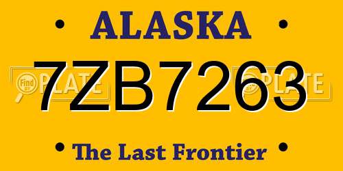 7ZB7263 Alaska License Plate
