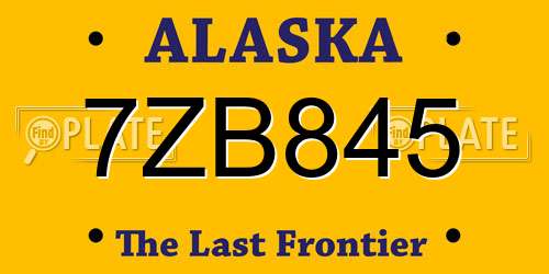 7ZB845 Alaska License Plate