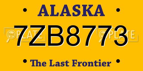 7ZB8773 Alaska License Plate