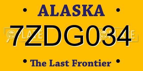 7ZDG034 Alaska License Plate