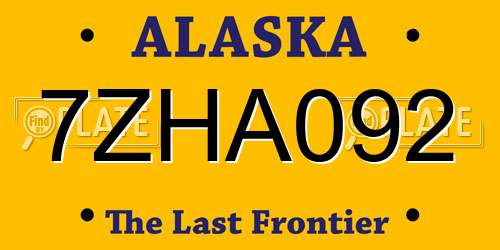 7ZHA092 Alaska License Plate