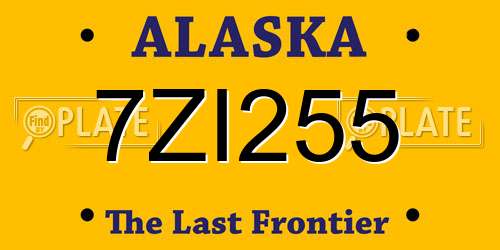 7ZI255 Alaska License Plate