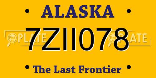 7ZII078 Alaska License Plate
