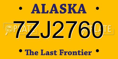 7ZJ2760 Alaska License Plate
