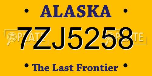 7ZJ5258 Alaska License Plate