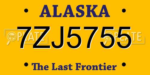 7ZJ5755 Alaska License Plate