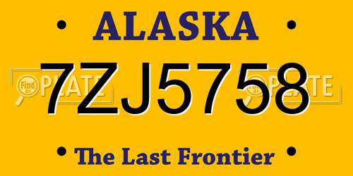 7ZJ5758 Alaska License Plate