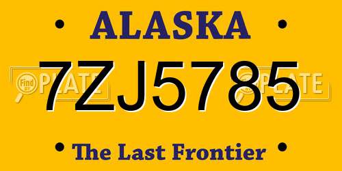 7ZJ5785 Alaska License Plate