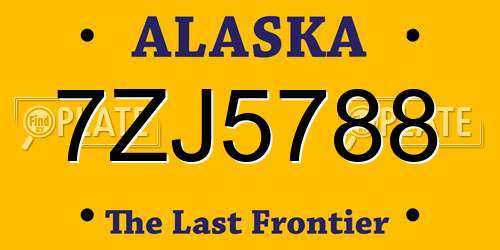 7ZJ5788 Alaska License Plate