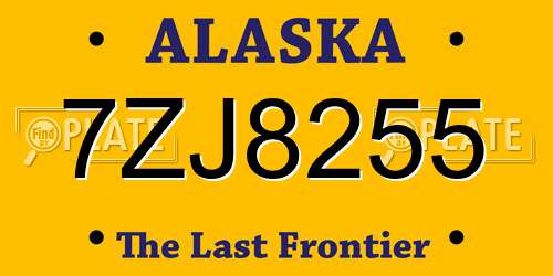 7ZJ8255 Alaska License Plate