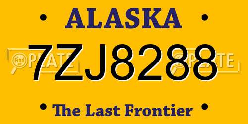 7ZJ8288 Alaska License Plate