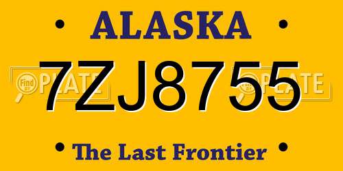 7ZJ8755 Alaska License Plate