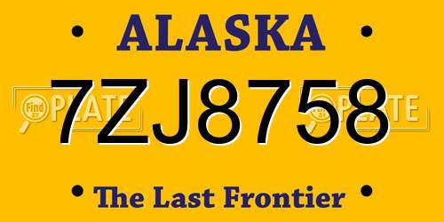 7ZJ8758 Alaska License Plate