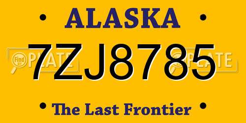 7ZJ8785 Alaska License Plate