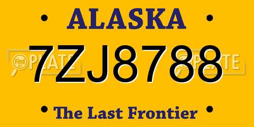 7ZJ8788 Alaska License Plate