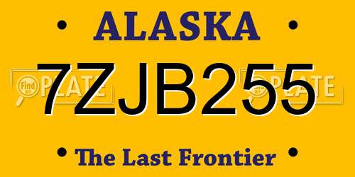 7ZJB255 Alaska License Plate
