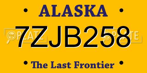 7ZJB258 Alaska License Plate