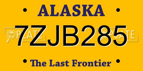 7ZJB285 Alaska License Plate