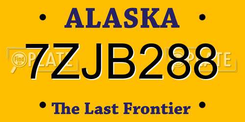 7ZJB288 Alaska License Plate