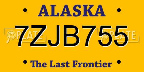7ZJB755 Alaska License Plate