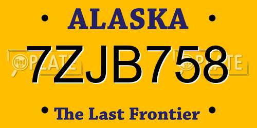 7ZJB758 Alaska License Plate
