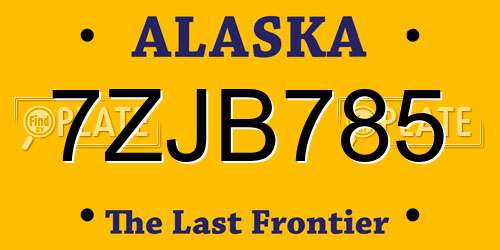 7ZJB785 Alaska License Plate