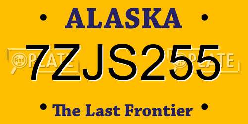 7ZJS255 Alaska License Plate