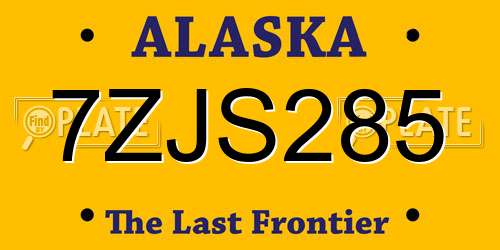 7ZJS285 Alaska License Plate