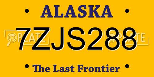 7ZJS288 Alaska License Plate