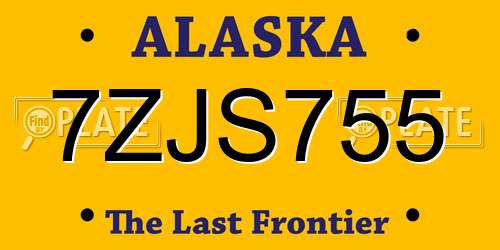 7ZJS755 Alaska License Plate