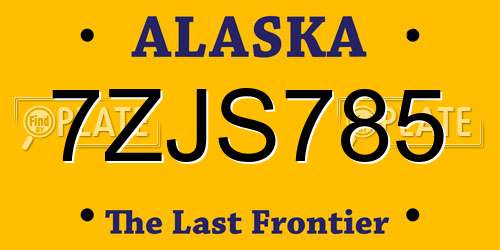 7ZJS785 Alaska License Plate