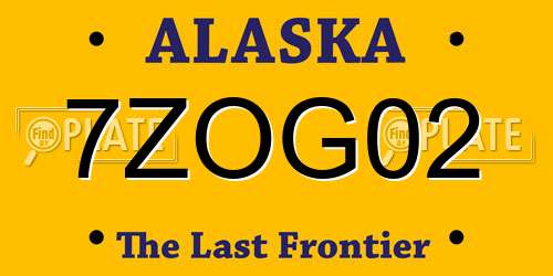 7ZOG02 Alaska License Plate