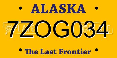 7ZOG034 Alaska License Plate