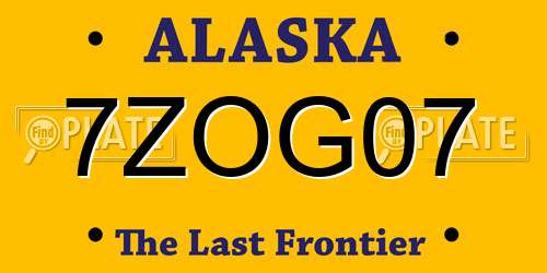 7ZOG07 Alaska License Plate