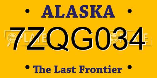 7ZQG034 Alaska License Plate