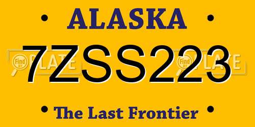 7ZSS223 Alaska License Plate