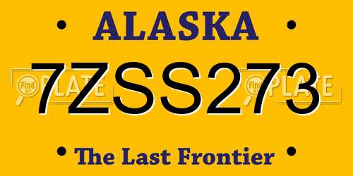 7ZSS273 Alaska License Plate