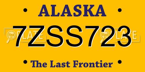7ZSS723 Alaska License Plate