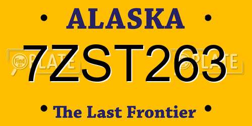 7ZST263 Alaska License Plate