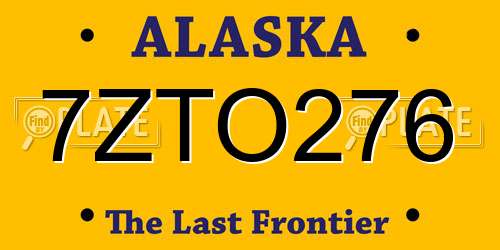 7ZTO276 Alaska License Plate