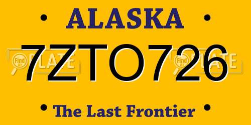 7ZTO726 Alaska License Plate