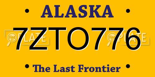 7ZTO776 Alaska License Plate