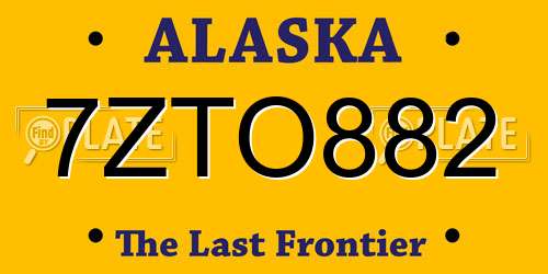 7ZTO882 Alaska License Plate