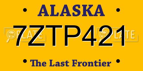7ZTP421 Alaska License Plate