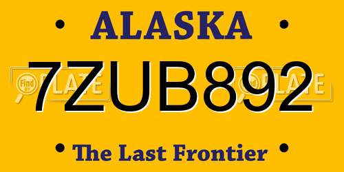 7ZUB892 Alaska License Plate