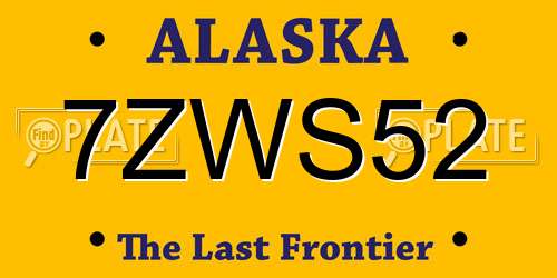 7ZWS52 Alaska License Plate