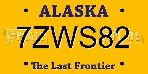 7ZWS82 Alaska License Plate