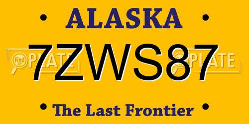 7ZWS87 Alaska License Plate