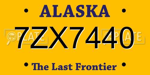 7ZX7440 Alaska License Plate