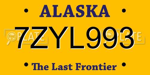 7ZYL993 Alaska License Plate